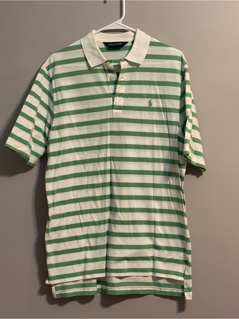 Polo Golf Ralph Lauren Men’s M Pima Cotton Green White Striped Polo Shirt